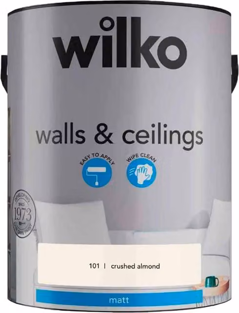 wilko Walls and Ceilings Matt Emulsion Paint, Crushed Almond, 5 l