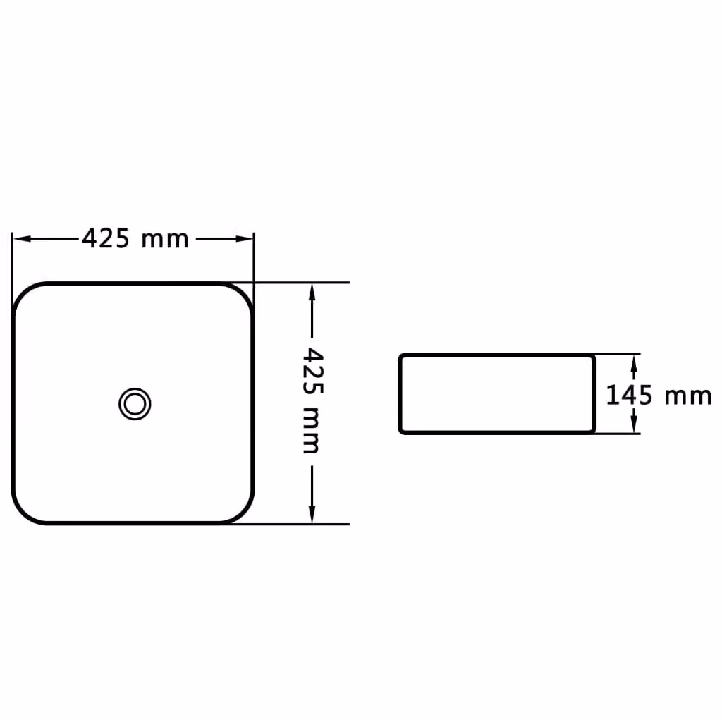 Berkfield Home Square Ceramic Countertop Wash Basin, Black, W/D/H: 42.5 x 42.5 x 14.5 cm – 4