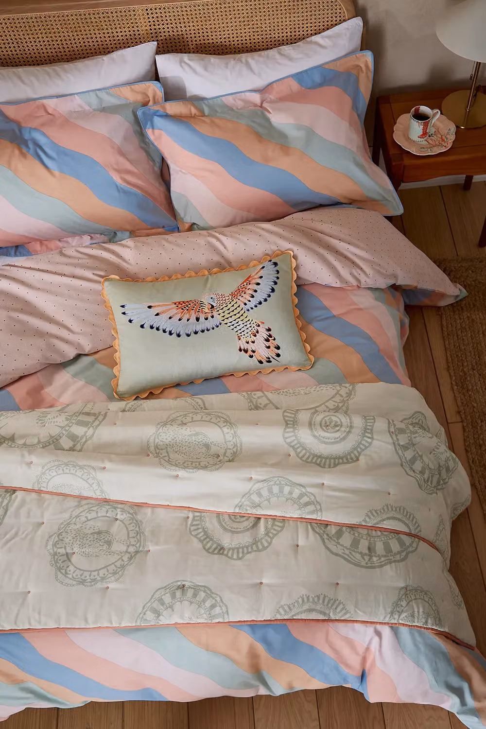 Yvonne Ellen Signature Stripe Reversible Cotton Duvet Cover and Pillowcase Set, Multicolour, W: 180 cm, H: 200 cm – 2