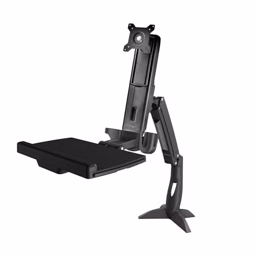 StarTech.com Black Sit-Stand Monitor Arm with Keyboard Tray for Single 34 inch VESA Mount Display