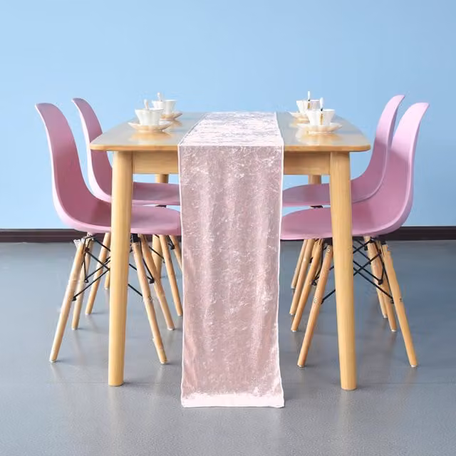 Trimming Shop Diamond Velvet Table Runner in Rose Pink