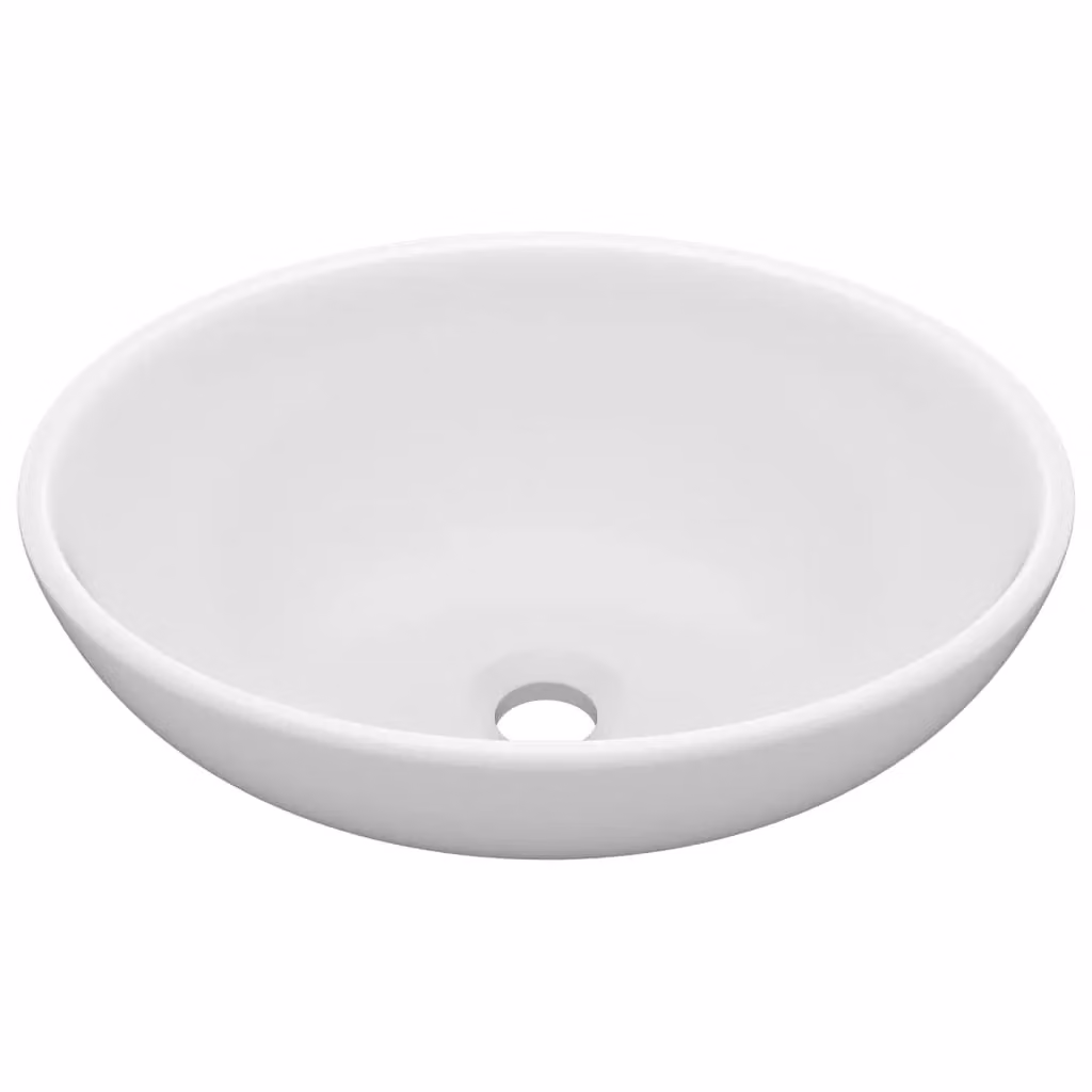Berkfield Home Luxury Oval Ceramic Countertop Basin in Matt White, W: 40 cm, D: 33 cm, H: 13.5 cm – 2