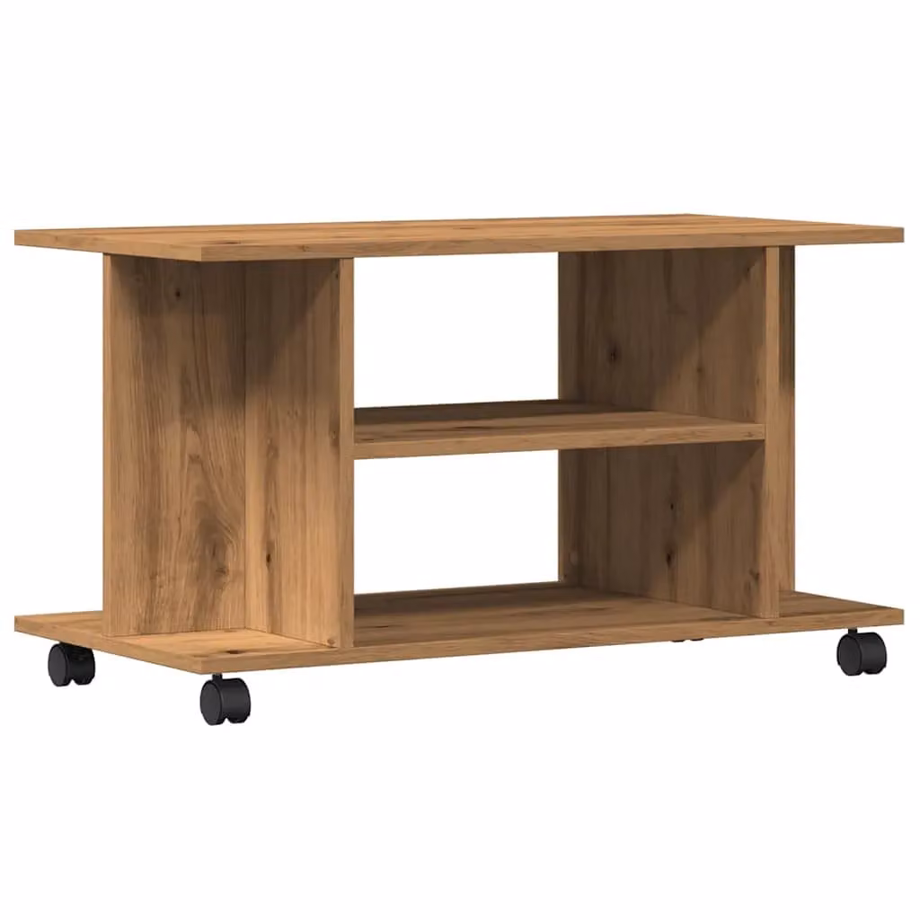 Berkfield Home Artisan Oak TV Cabinet with Castors in Brown, W/D/H: 80 x 40 x 45 cm – 2