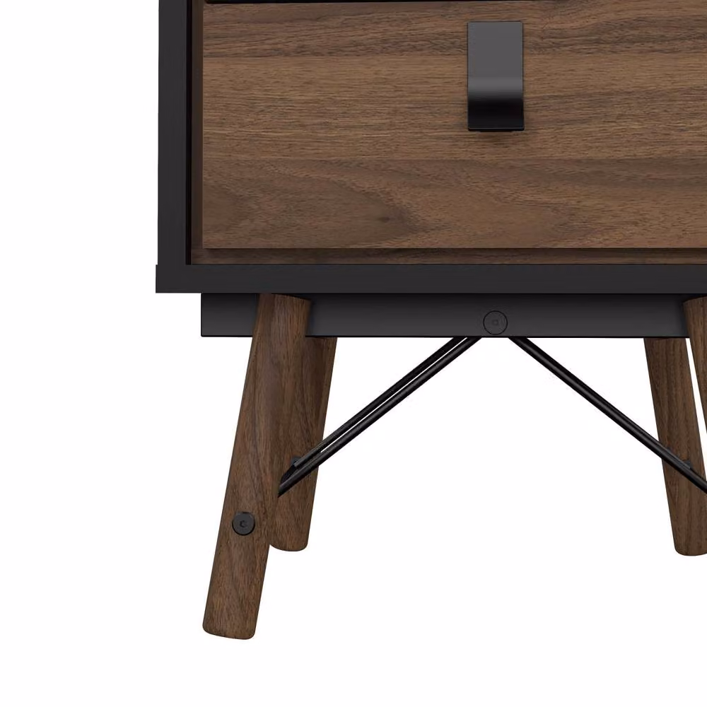 Wyld Haus Juno 2 Drawer Bedside Cabinet in Black and Walnut – 3