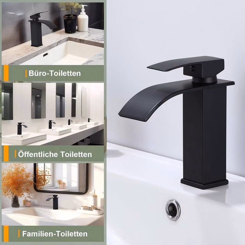 KORVIXA Matt Black Single Lever Cloakroom Basin Mixer Tap – 3
