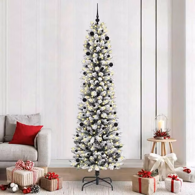 Berkfield Home Artificial Christmas Tree with 300 LEDs in Green, White and Black, Height: 240 cm – 1