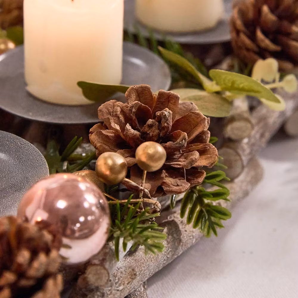 Dibor Set of 2 Rose Gold Sparkle Christmas Candle Holders, Height: 51 cm – 4