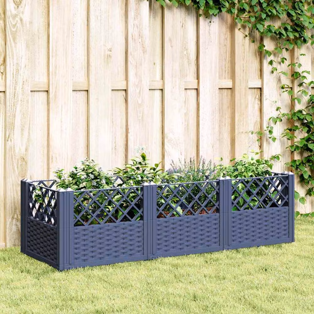 Berkfield Home Garden Raised Bed Planter with Pegs in Blue and Grey, W: 123.5 cm, D: 43.5 cm, H: 43.5 cm – 2
