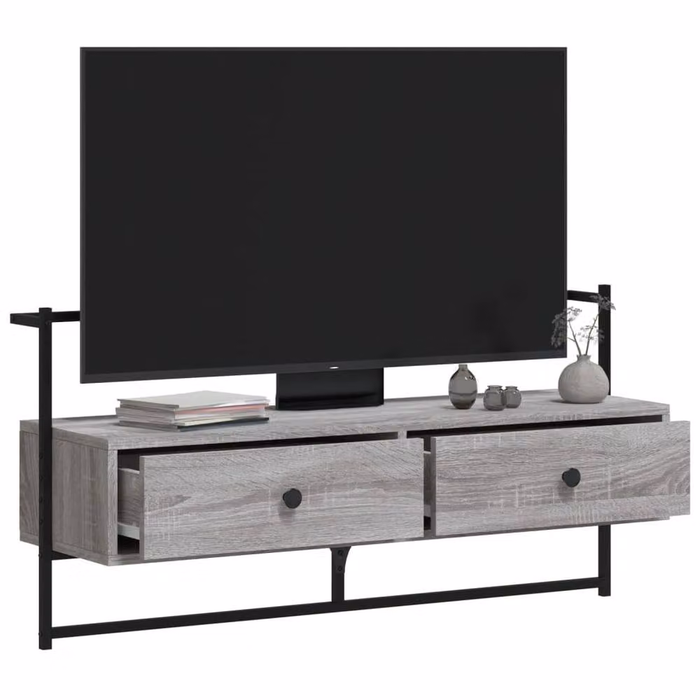 Berkfield Home Wall-mounted TV Cabinet in Grey Sonoma, W: 100.5 cm, D: 30 cm, H: 51 cm – 3