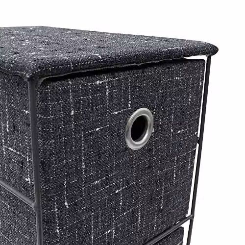 JVL Shadow 4 Drawer Narrow Fabric Storage Tower, Grey, W/D/H: 25.0 x 18.0 x 64.0 cm – 2