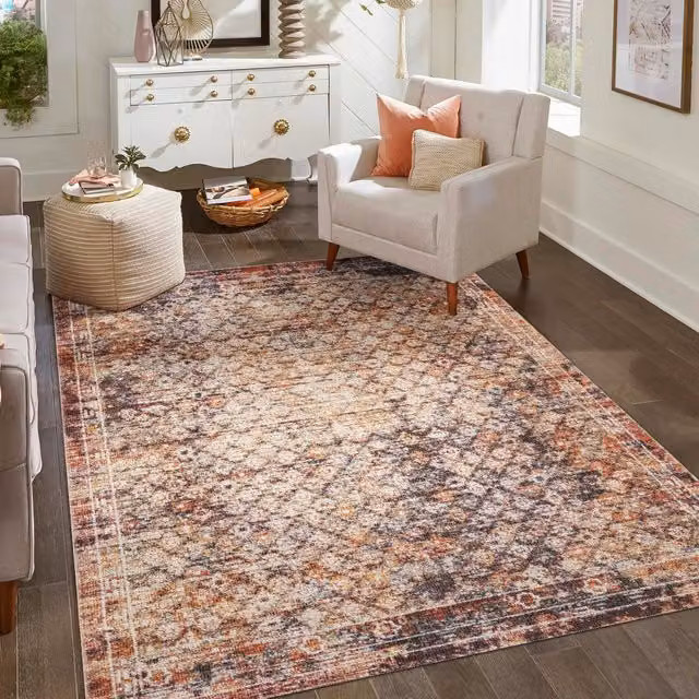 Aress Washable Modern Geometric Lattice Area Rug, Multicolour, W: 170 cm x D: 120 cm