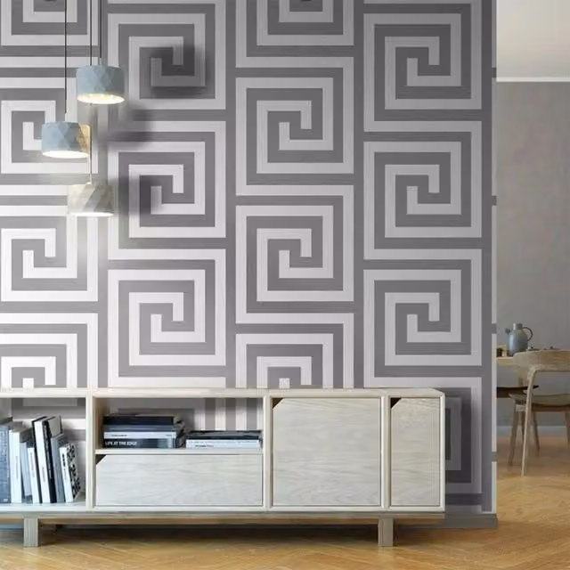 Debona Athena Geometric Abstract Wallpaper in White and Silver
