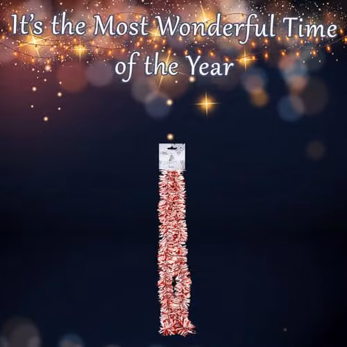 VFM e-Store Candy Striped Christmas Decoration Tinsel in Red and White, W/D/H: 57.2 x 25.0 x 13.4 cm – 4