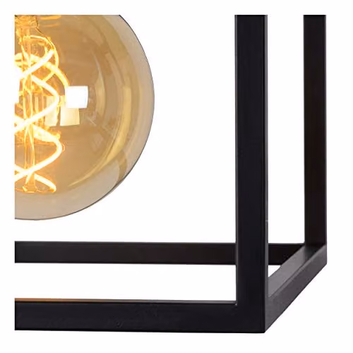 Lucide Ruben Black Metal Suspended Pendant Light with Transparent Glass, Height Adjustable, E27, W/D/H: 40 x 22 x 22 cm – 6