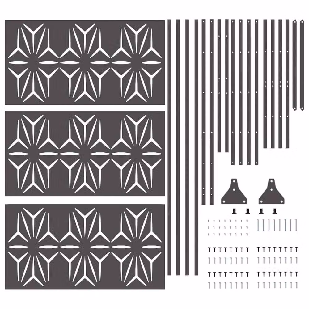 Berkfield Home Black Steel Privacy Screen, W: 100 cm, D: 50 cm, H: 180 cm – 6