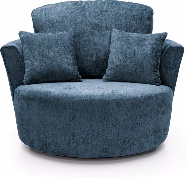 Abakus Direct Harriet Crushed Chenille Swivel Chair in Dark Blue