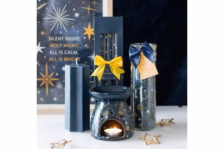 KDMD Set of 3 Starry Night Taper Candles in Petrol – 4