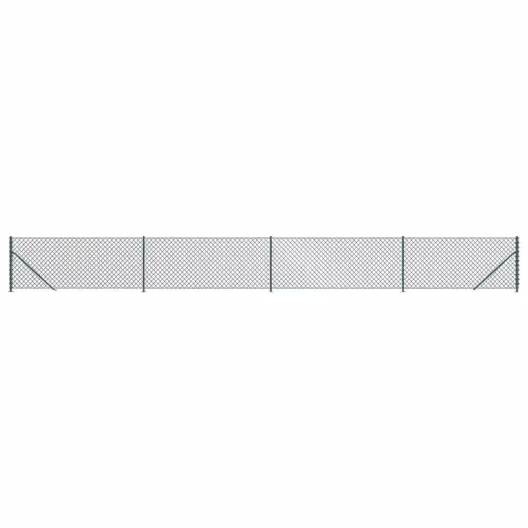 Berkfield Home Durable PVC-Coated Galvanised Steel Chain Link Fence with Flange, Green, H: 1.0 m x W: 10.0 m