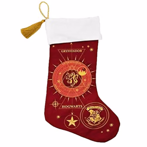 Widdop and Co Red Christmas Hanging Stocking with White Trim and Gold Tassel, Height: 35 cm