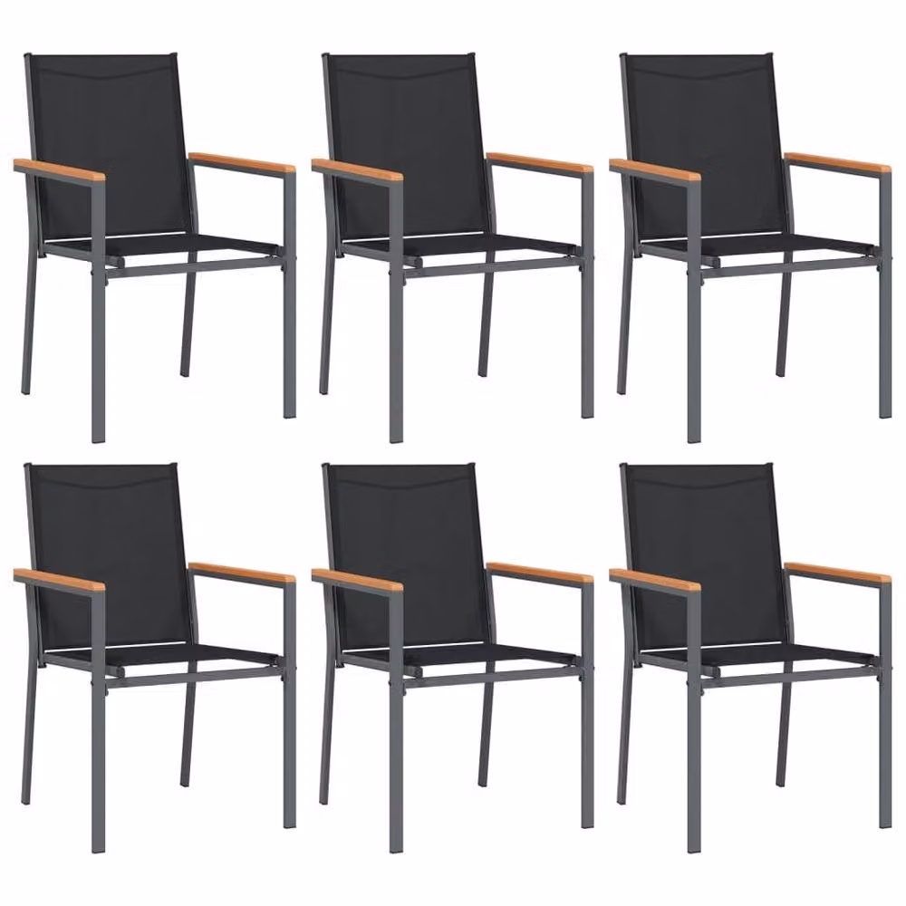 Berkfield Home 7 Piece Modern Garden Dining Set in Black with Glass Top and Powder Coated Steel – 3