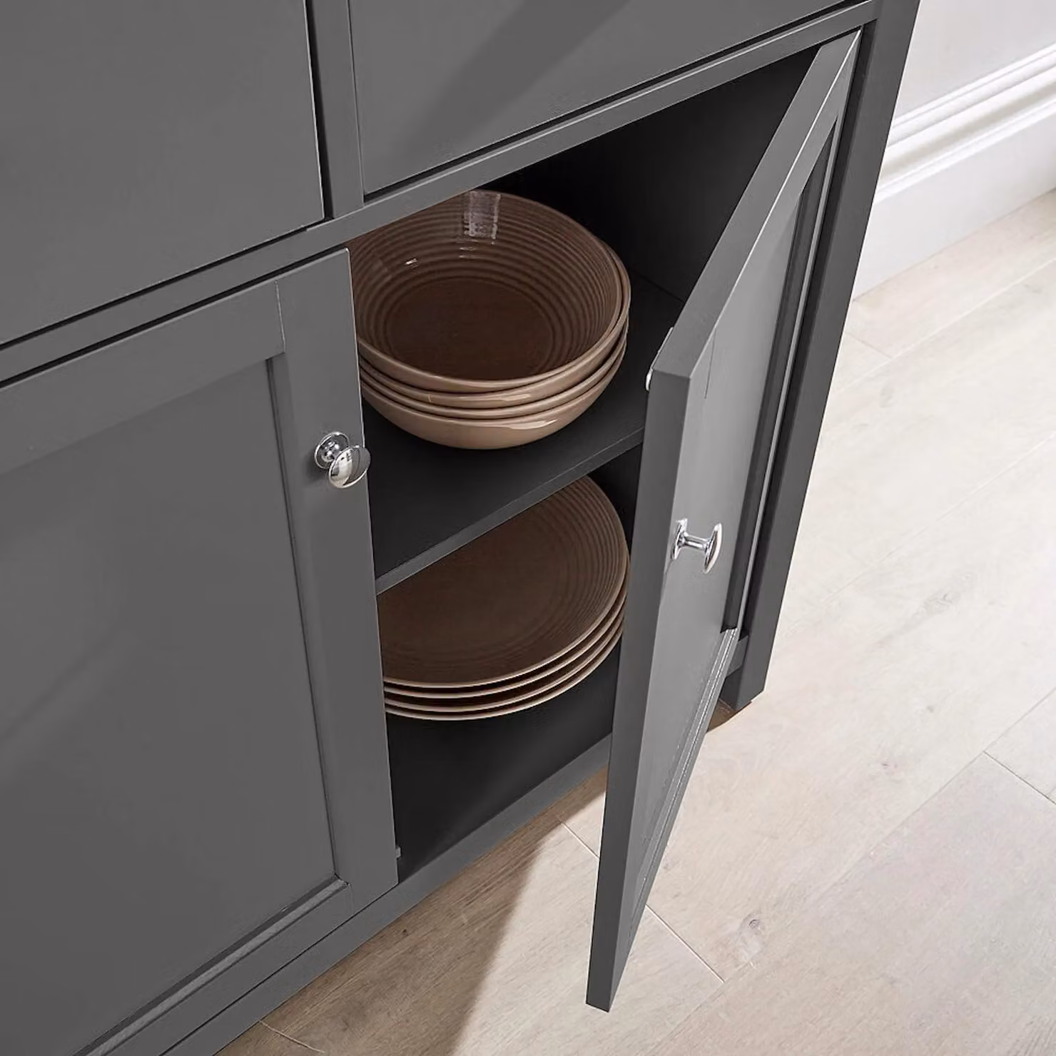 Home Source Avon 2 Door and 2 Drawer Cupboard Unit in Matt Dark Grey – 4
