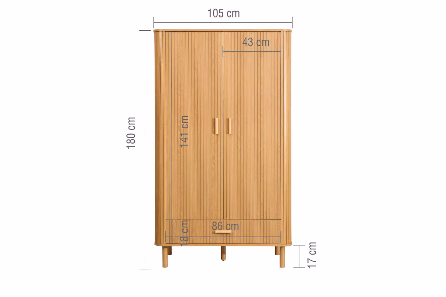 Birlea Axel Oak Brown 2 Door 1 Drawer Fluted Wardrobe – 2