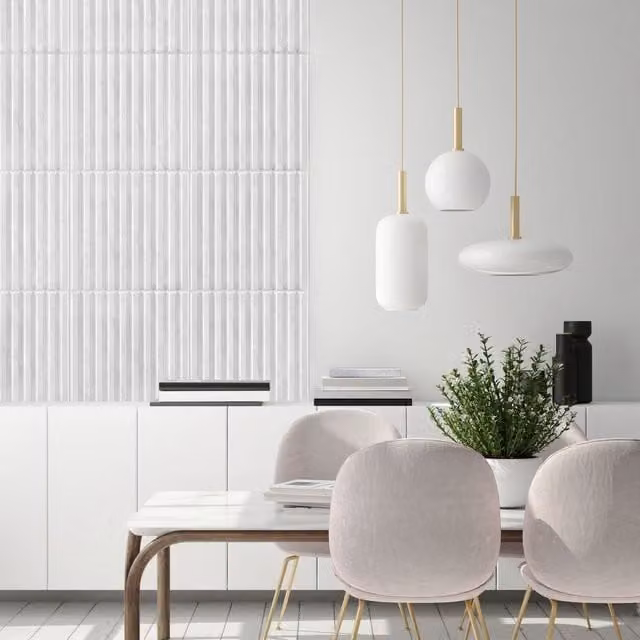 NOVECRAFTO 3D Fluted Line PVC Wall Panels, Grey/Silver, W/D/H: 50 x 50 x 0.25 cm