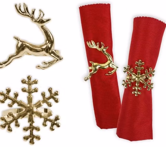 KDMD Gold Christmas Napkin Rings, 3 Pack