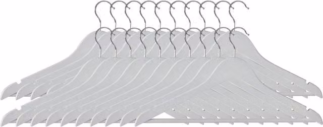 Orsina Set of 20 Matte White Plastic Clothes Hangers with Notches and Swivel Hooks