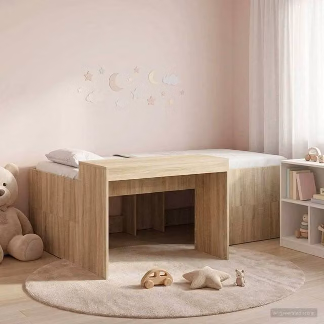 Berkfield Home Kids High Bed Frame with Desk in Sonoma Oak Brown, W: 80 cm, L: 200 cm