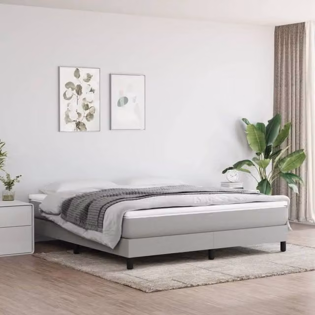 Berkfield Home Upholstered Box Spring Bed Frame in Grey, W/D/H: 180 x 200 cm – 1