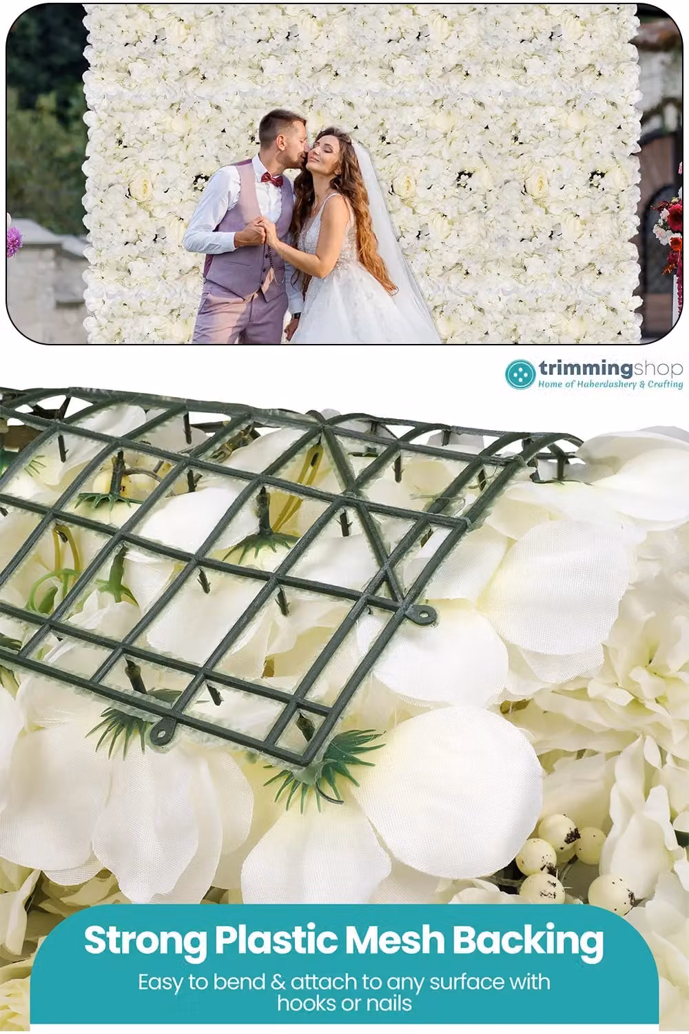 Neel Blue Artificial Floral Wall Panel in Blue and Off-White for Wedding Photography Backdrops – 2