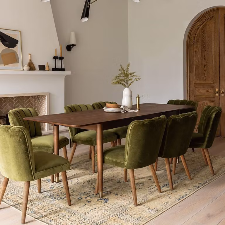 Atkin and Thyme Byron Mid-Century Extendable Rectangular Dining Table in Walnut and Brown
