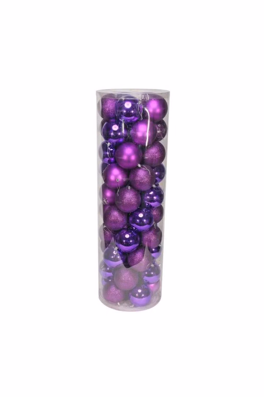 KDMD 48 Purple Christmas Baubles with Matt, Shiny and Glitter Finishes, Diameter: 10 cm – 2