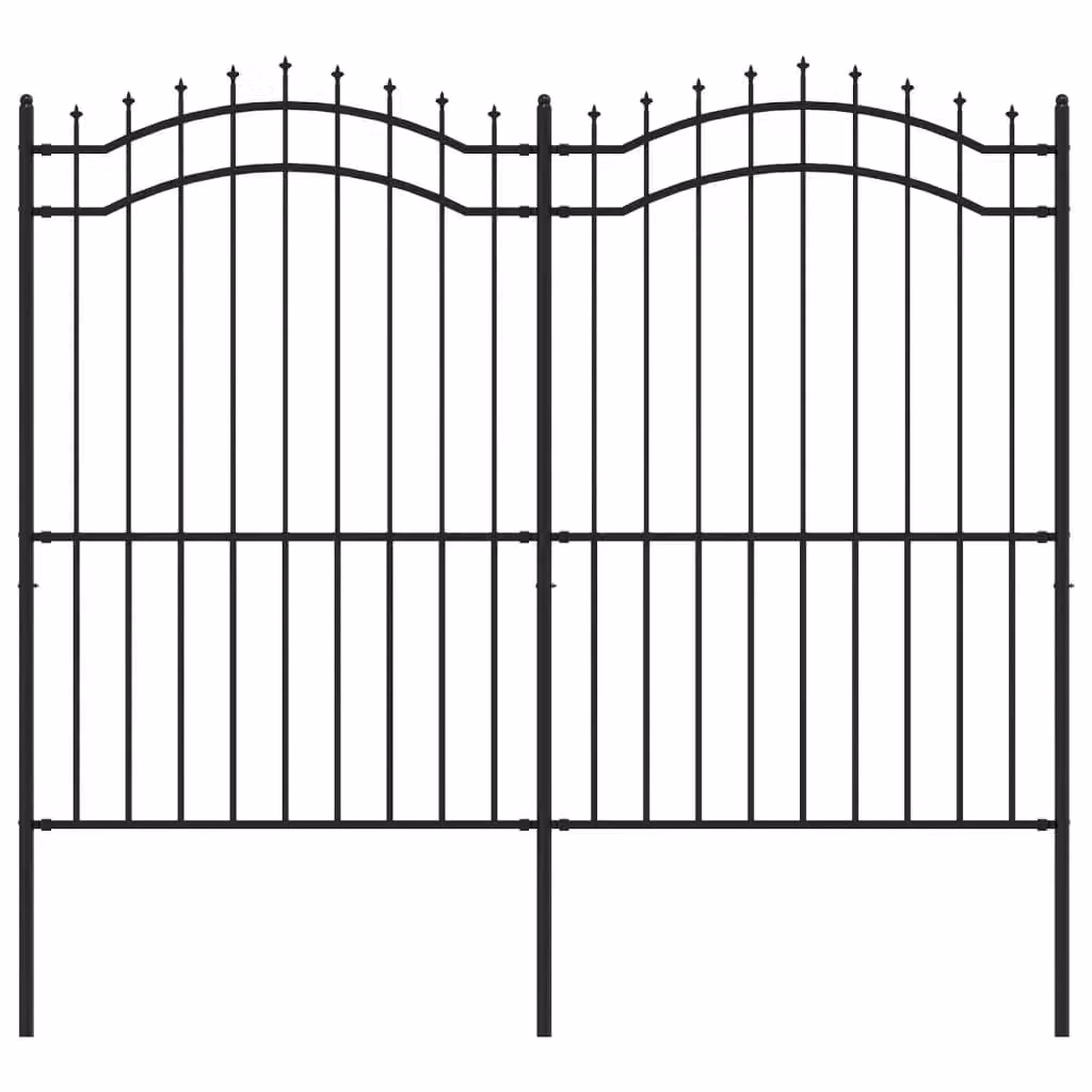 Berkfield Home Garden Fence with Spear Top in Black Powder-coated Steel, Height: 222 cm – 2