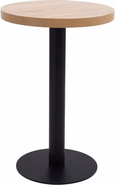 Berkfield Home Modern Round Bistro Table in Light Brown MDF and Metal, Diameter: 50 cm