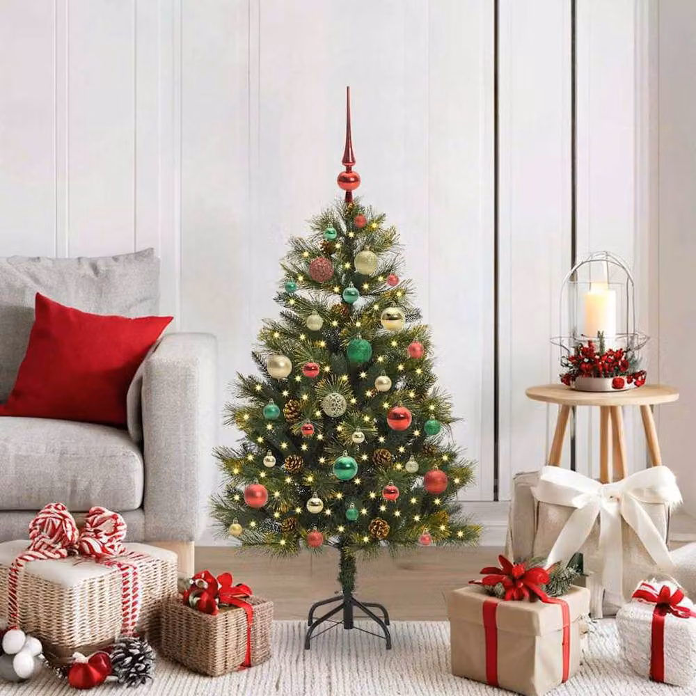 Berkfield Home Realistic Artificial Hinged Christmas Tree with Cones, Green, Height: 120 cm – 2