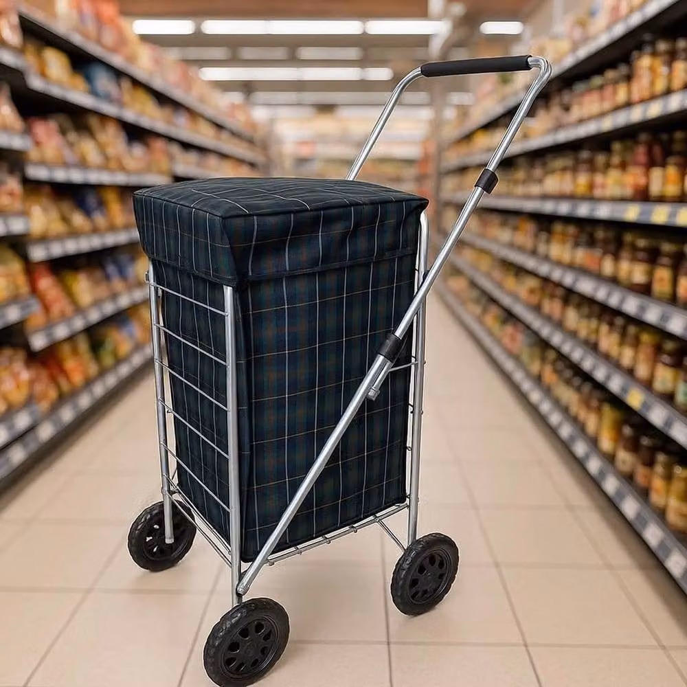 VOGREX 51L Foldable 4-Wheel Shopping Trolley in Black – 3