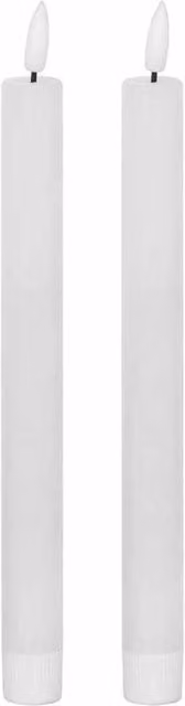 Lemon Pavilion Luxe Natural Glow White LED Taper Dinner Candles, Set of 2, H 25 cm x W 2 cm x D 2 cm