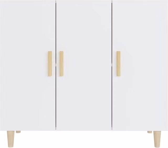 Berkfield Home White Matt Sideboard in Engineered Wood W/D/H: 90 x 34 x 80 cm