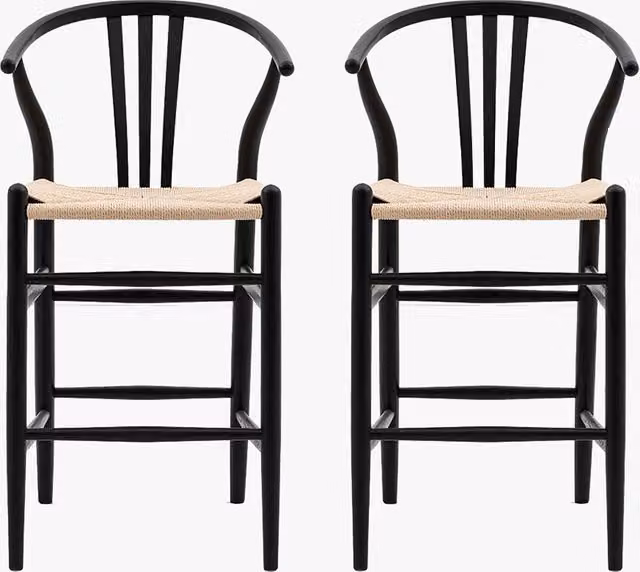 Perch & Parrow Maeve Bar Stool Set of 2 in Black Wood
