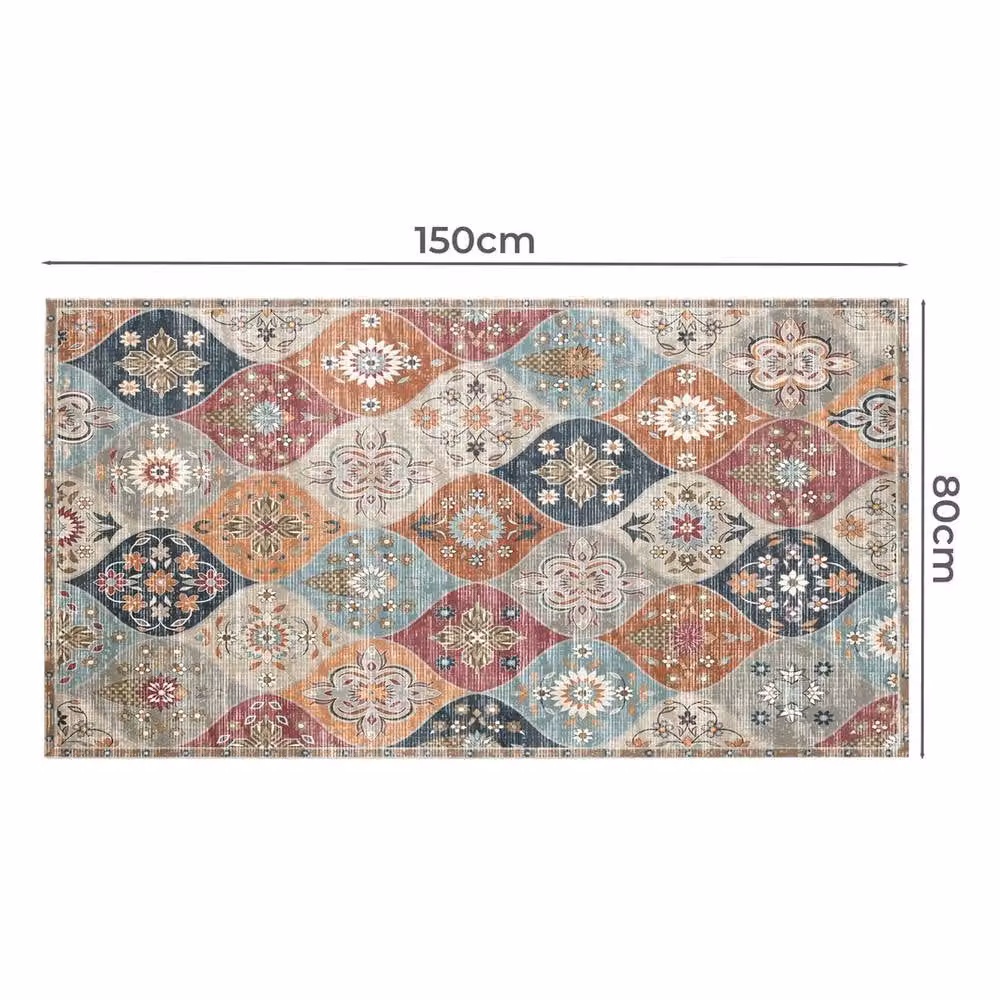 VOGREX Multicolour Rectangular Washable Non-Slip Rug for Living Room, Bedroom or Hallway, W/D/H: 150 x 80 cm – 2