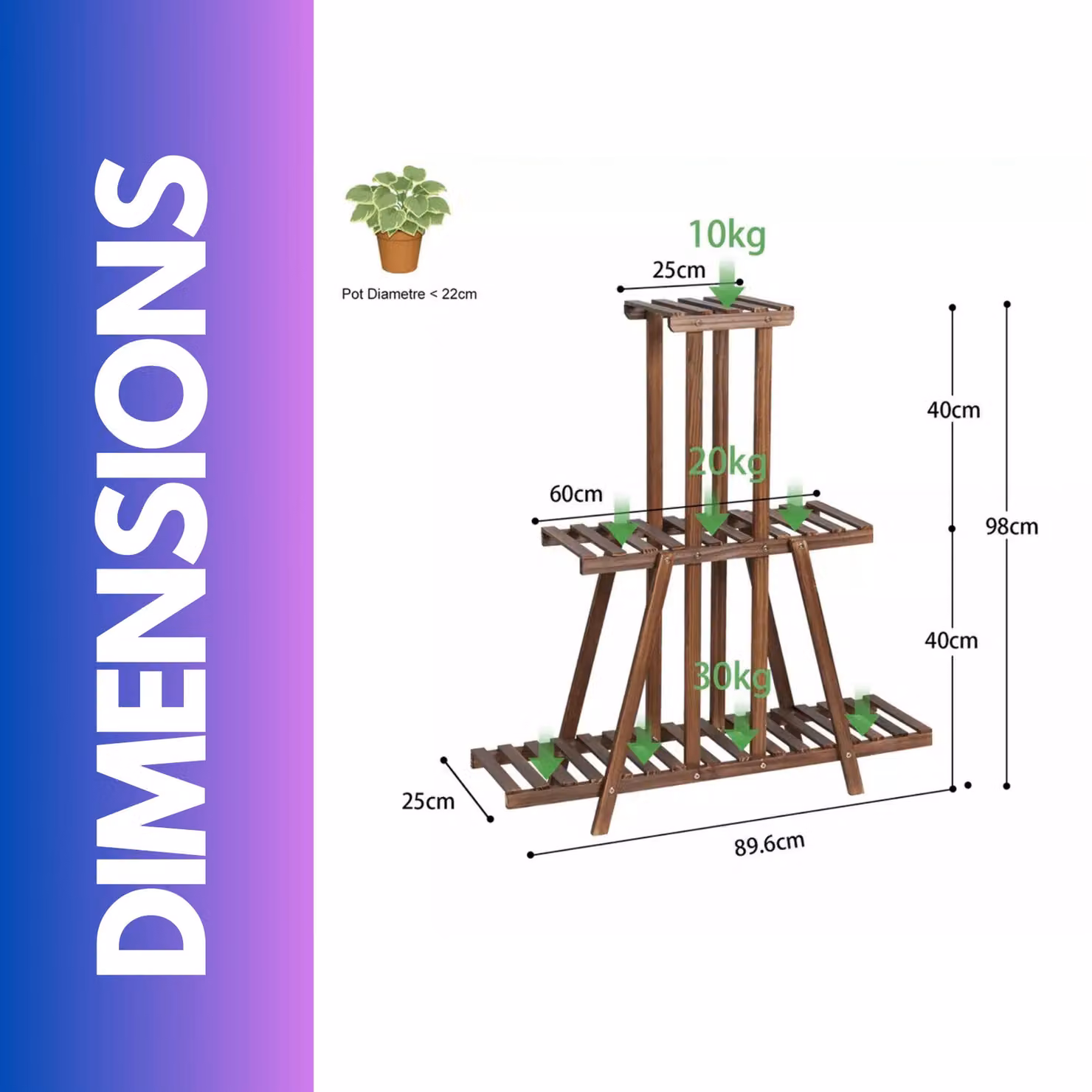 Pirlo Plush 3 Tier Brown Lacquered Bamboo Plant Stand for Indoor and Outdoor Use – 3