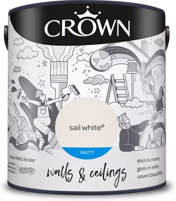 Crown Matt Breatheasy Water Based Dispersion Emulsion Paint in White