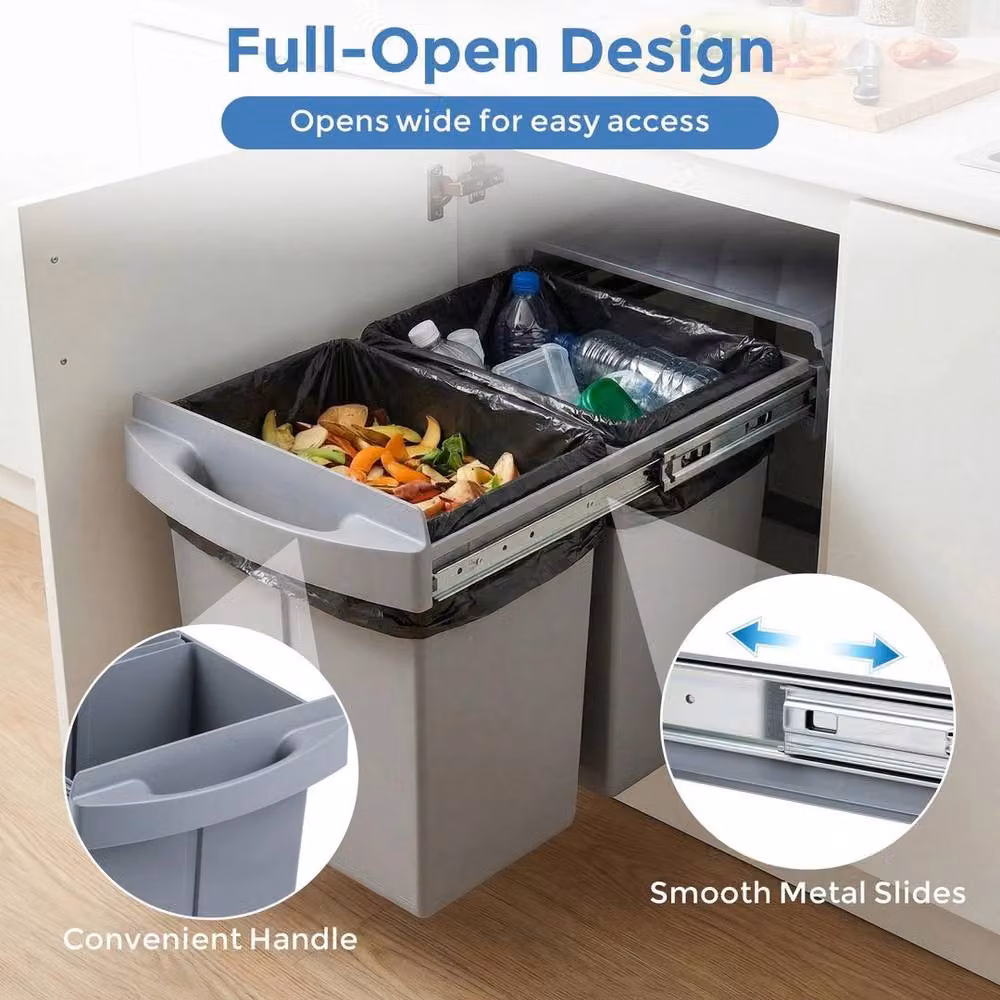 Kelvenix 40L Under Sink Kitchen Waste Bin in Grey – 5