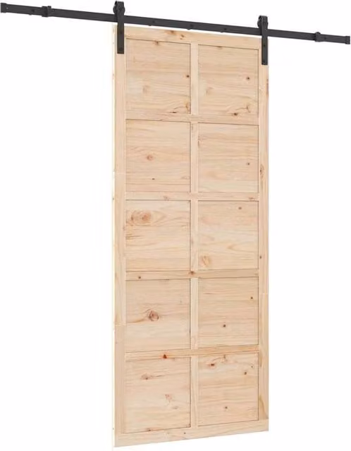 Berkfield Home Rustic Sliding Door in Brown and Light Sand, Solid Pine Wood, W: 80 cm, H: 208 cm