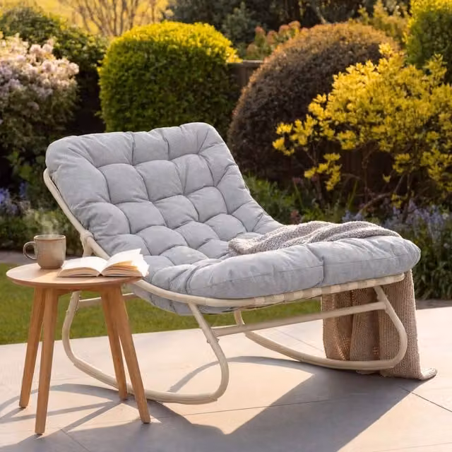 Artemis Home Softrock Outdoor Rocking Chair in Grey with Cushions and Armrests