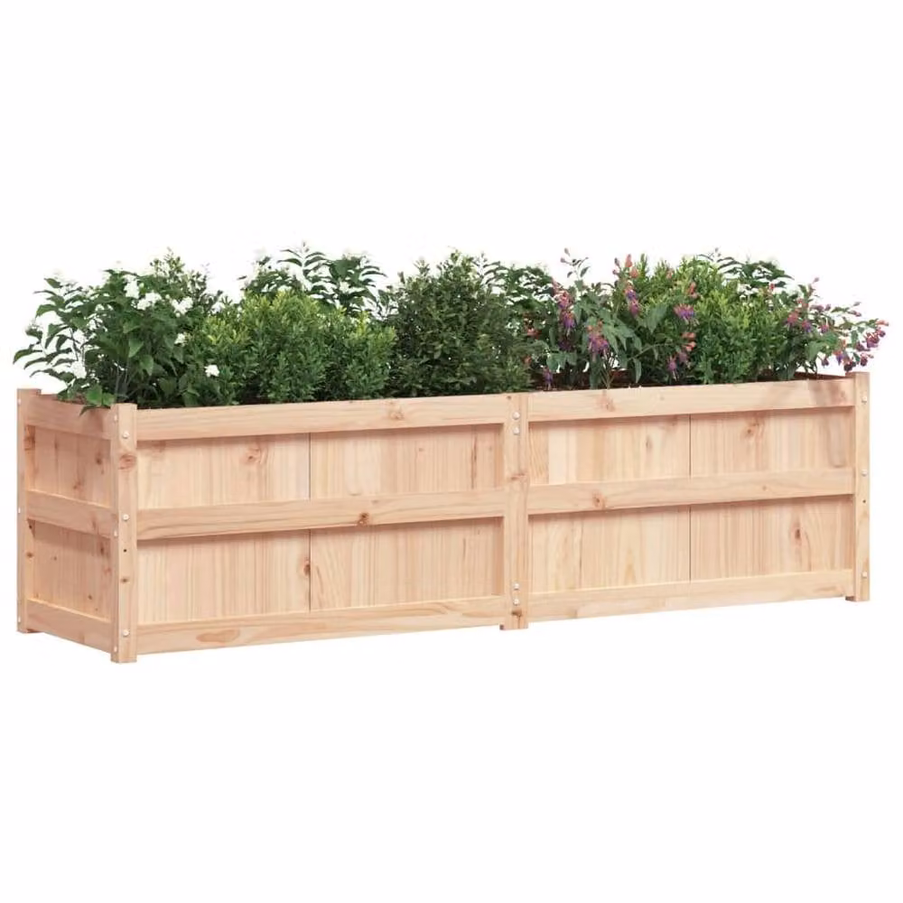 Berkfield Home Rustic Garden Planter in Brown Solid Pine Wood, W/D/H: 180 x 50 x 50 cm – 2