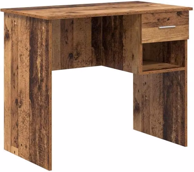 Berkfield Home Writing Desk with Storage in Old Wood Brown, W: 90 cm, D: 49.5 cm, H: 75 cm – 1