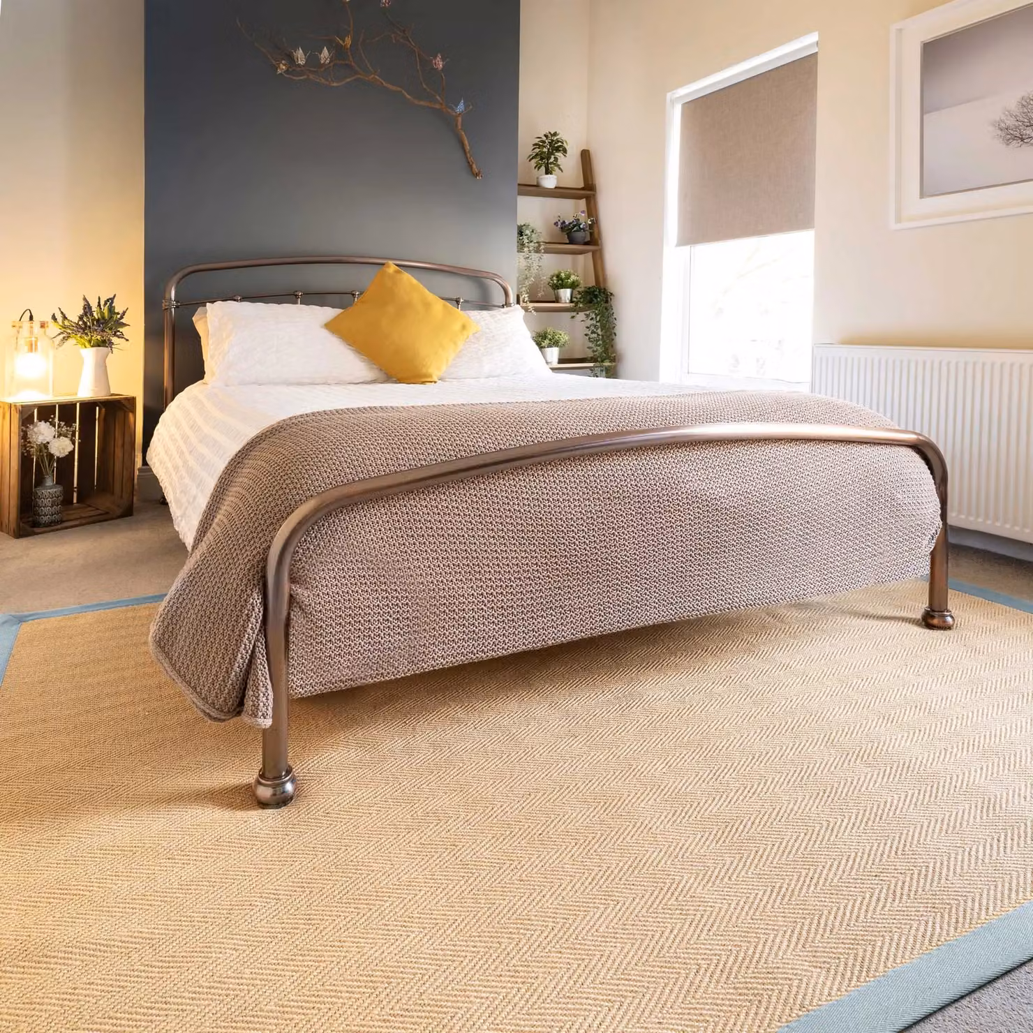 Kukoon Natural Jute and Cotton Herringbone Pattern Area Rug in Beige and Grey, W: 160 cm, D: 230 cm – 2